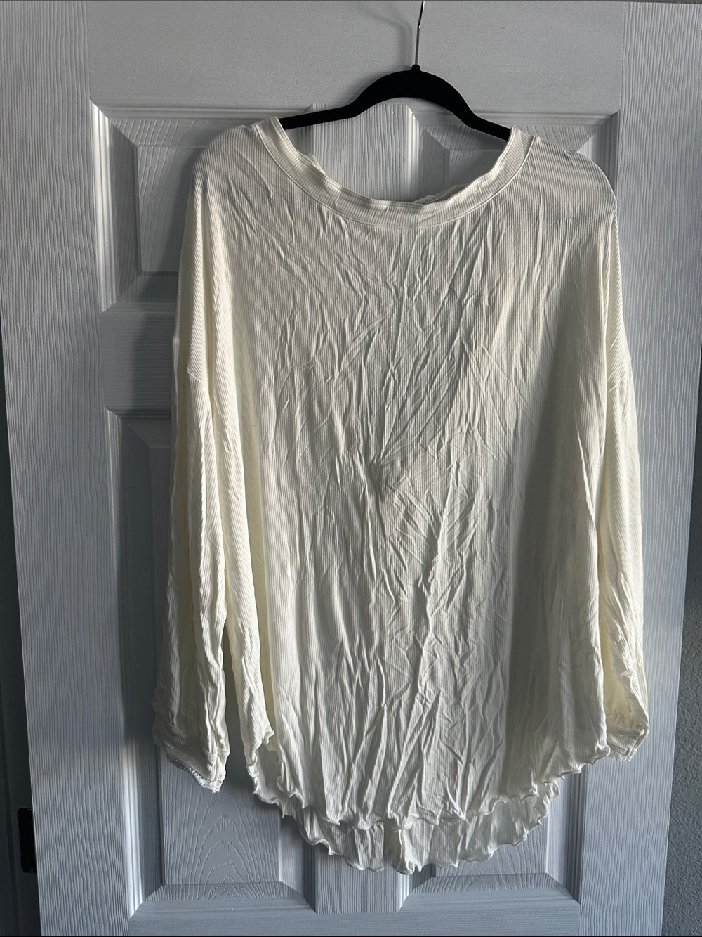 Free People Ivory Long-Sleeve Lightweight Top